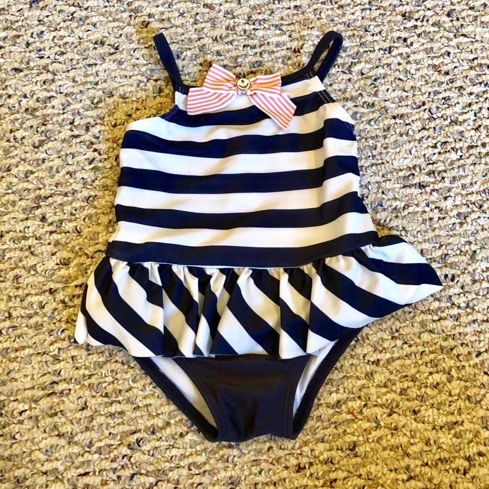 Navy and White Striped Janie and Jack Bathing Suit